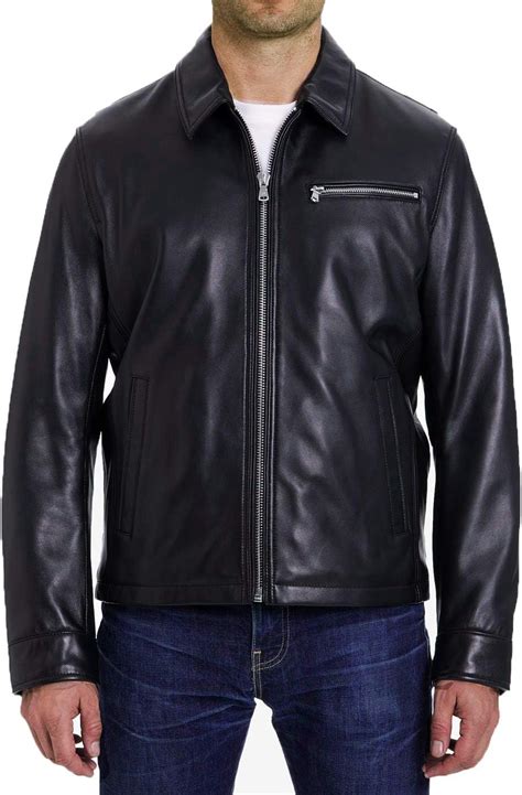 Michael Michael Kors Men's Zip Front Leather Jacket (Medium)